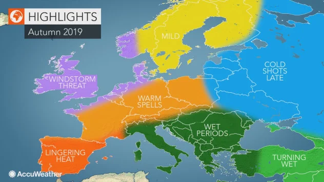 Meteorolodzy zapowiadają wichury na Wyspach, deszcze na południu Europy, a w Polsce? Ciepłą i suchą jesień