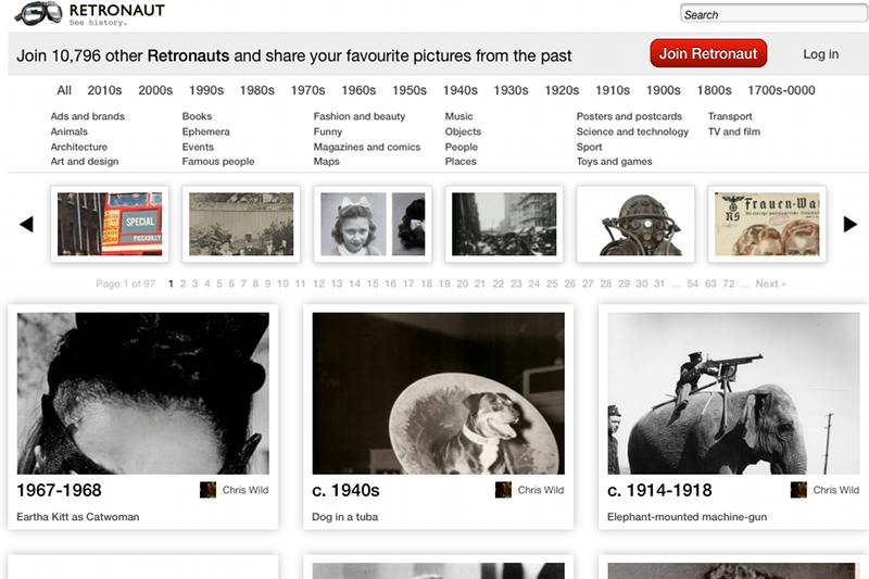 Serwis Retronaut.com przypomina "historyczny Pinterest".