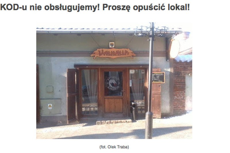 W pewnym lokalu KOD-u nie obsługują.