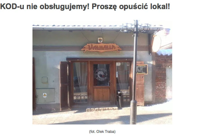 W pewnym lokalu KOD-u nie obsługują.
