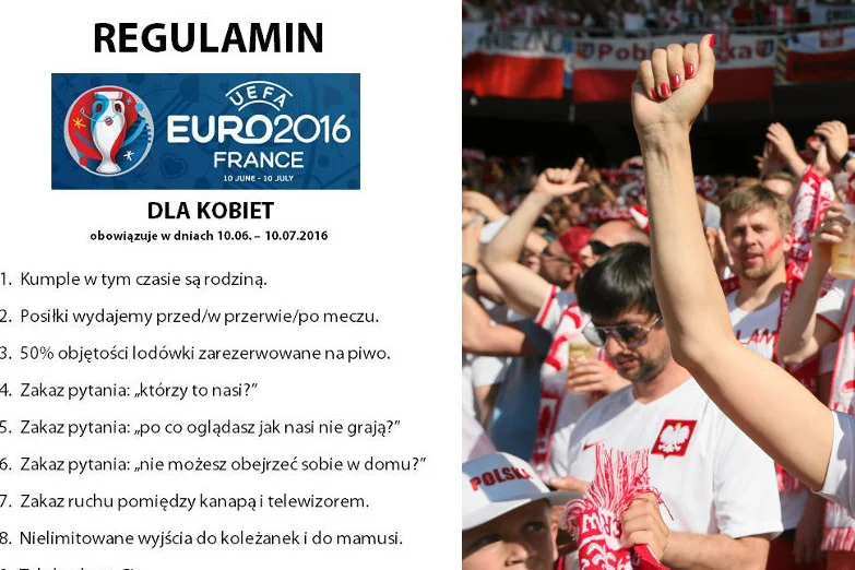 Kibicki? Twórca regulaminu dla kobiet na Euro 2016 nie słyszał o ich istnieniu, choć jest ich pełno.