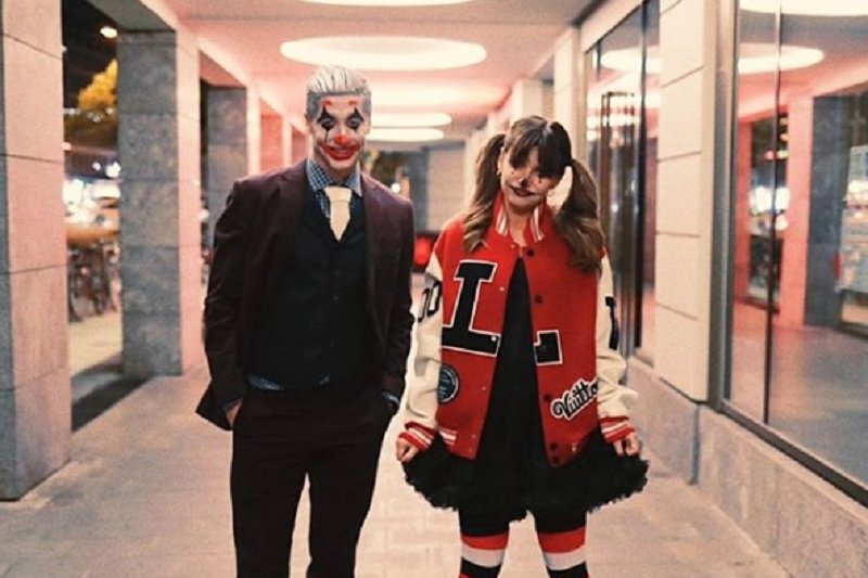 Anna i Robert Lewandowscy w przebraniu na Halloween.