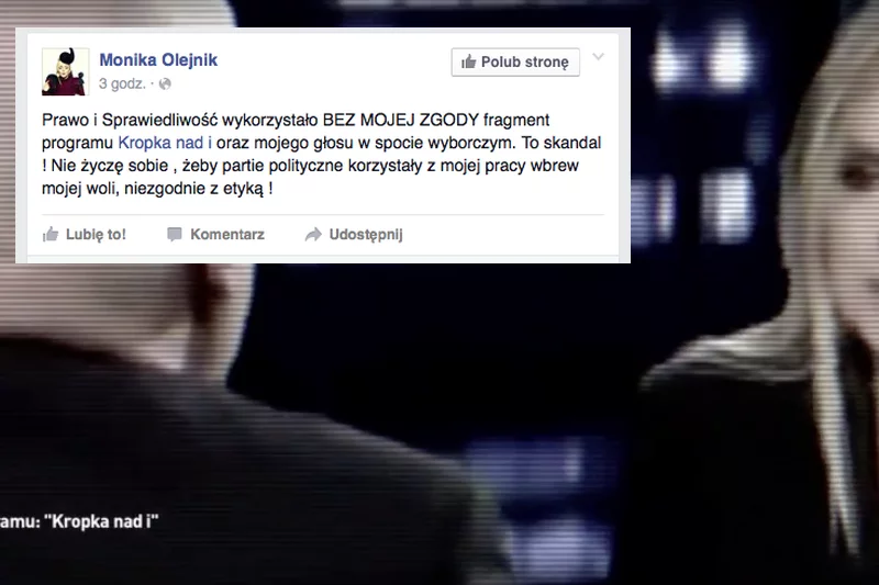 Dziennikarka jest oburzona wykorzystaniem fragmentu jej programu w spocie Prawa i Sprawiedliwości.