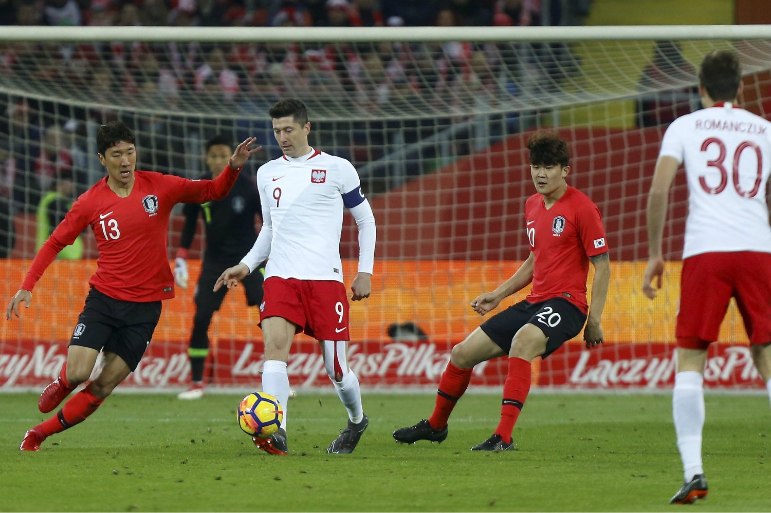Robert Lewandowski strzelił w pierwszej połowie jednego gola. Koreańczycy nie zdobyli żadnego.