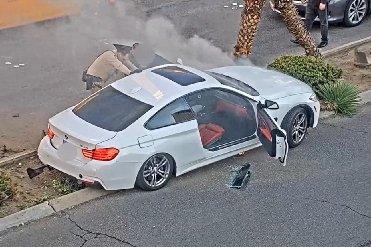 Sekundy dzieliły kierowcę BMW od tragedii.