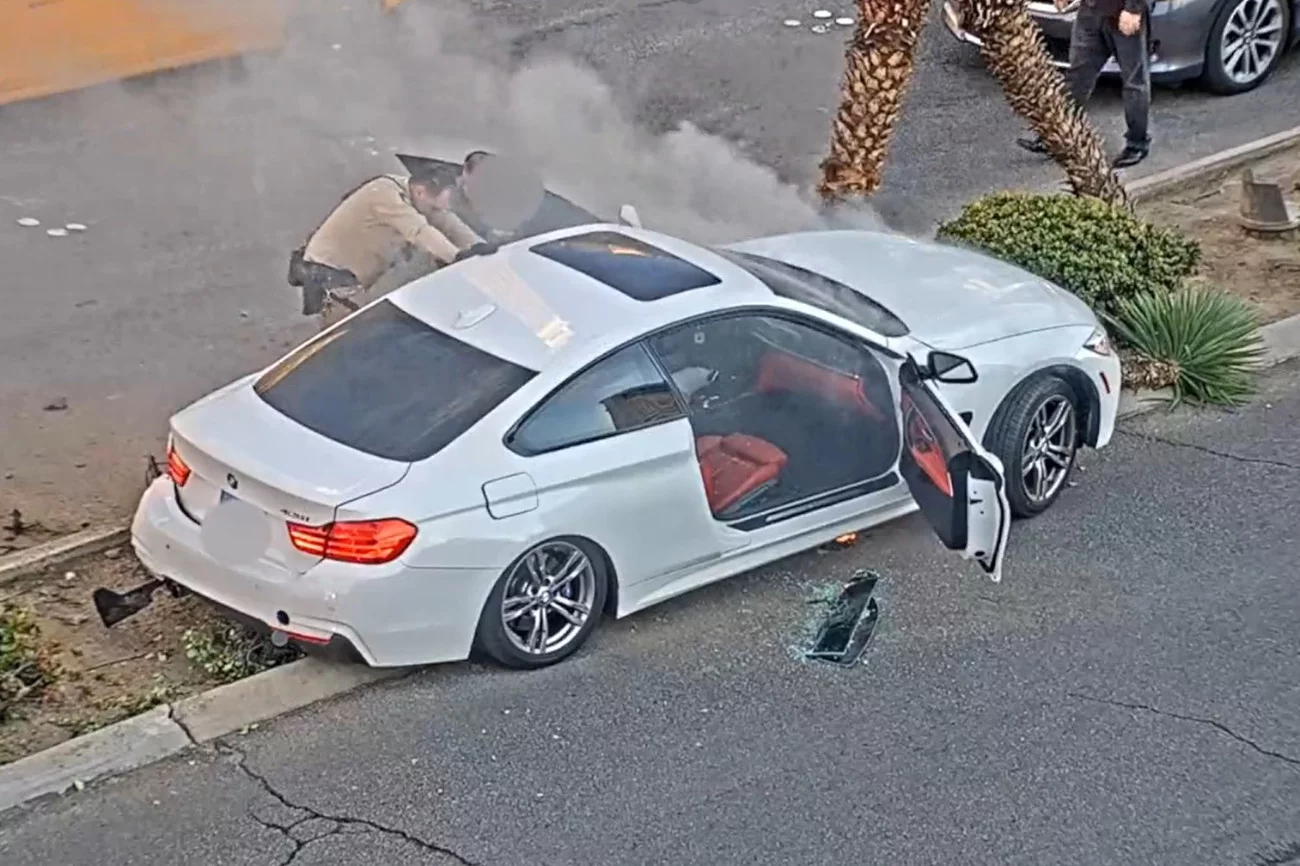 Sekundy dzieliły kierowcę BMW od tragedii.