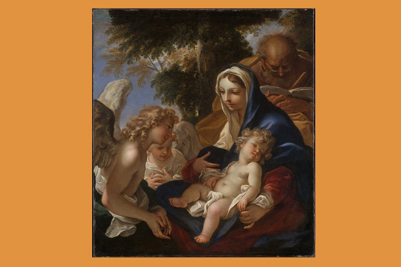 Jezus za biały na barokowym obrazie.