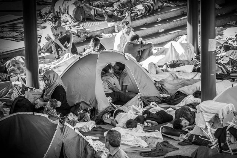 Uchodźcy uwiecznieni na zdjęciu Węgra.