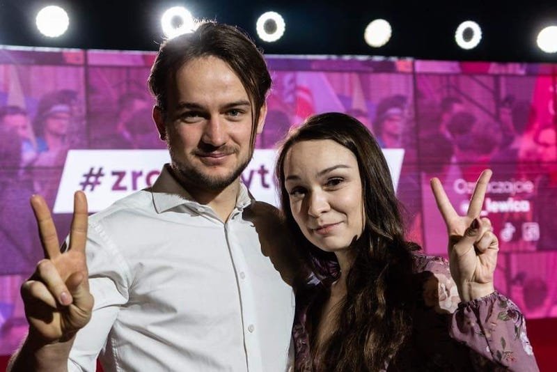 Łukasz Michnik i Klaudia Marek, członkowie Młodej Lewicy.