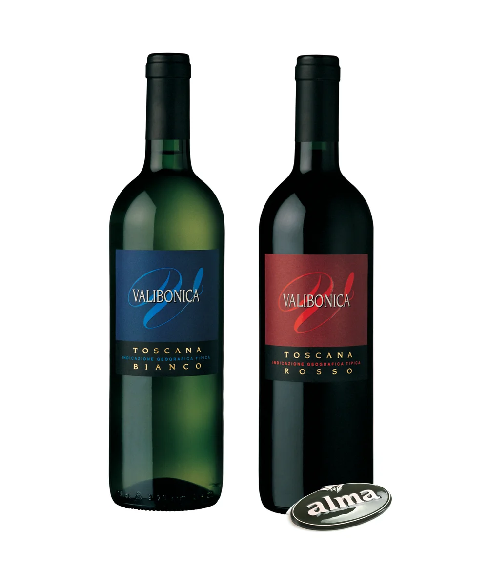 Valibonica Bianco
Białe wino z nutą owocową, o świeżym, harmonijnym smaku. Dobre jako aperitif lubdaniami rybnymi
Valibonica Rosso
Wino z przyjemną nutką czerwonych owoców. Pasuje do tradycyjnych toskańskich przystawek