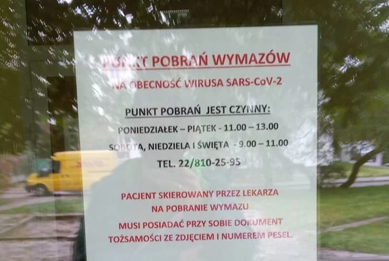 Punkt pobierania wymazów czynny dwie godziny dziennie.