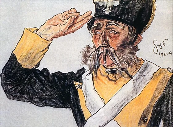 Stanisław Wyspiański - Ludwik Solski jako stary wiarus w "Warszawiance" (1904, zaginiony)