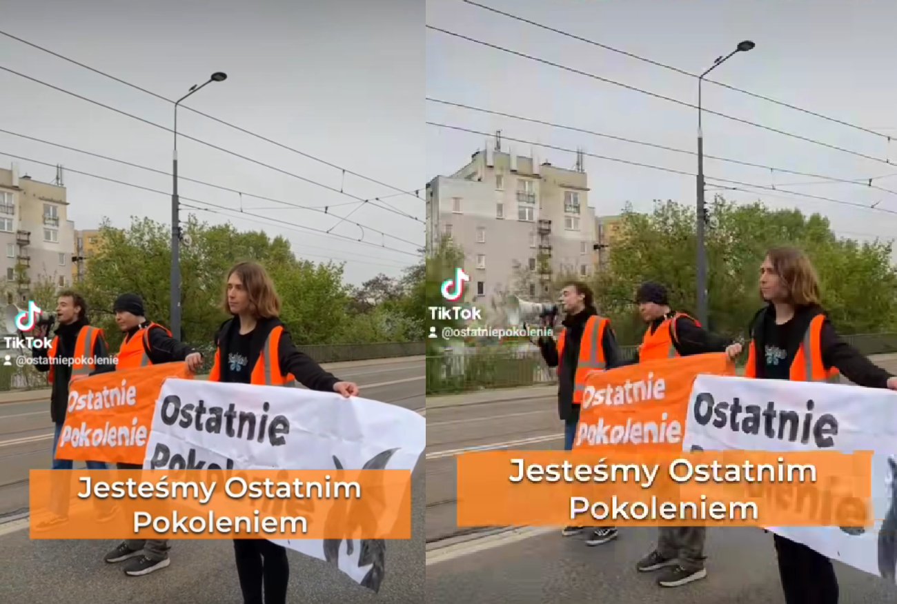 Blokada mostu w Warszawie. Aktywiści próbowali przykleić się do drogi.