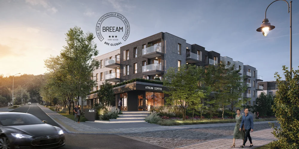 Logo BREEAM, międzynarodowego certyfikatu ekologicznego w budownictwie, opracowanego przez brytyjską organizację Building Research Establishment (BRE)