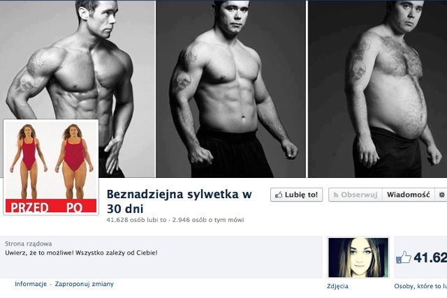 Facebookowy profil „Beznadziejna sylwetka w 30 dni” polubiło już ponad 41 tys. osób