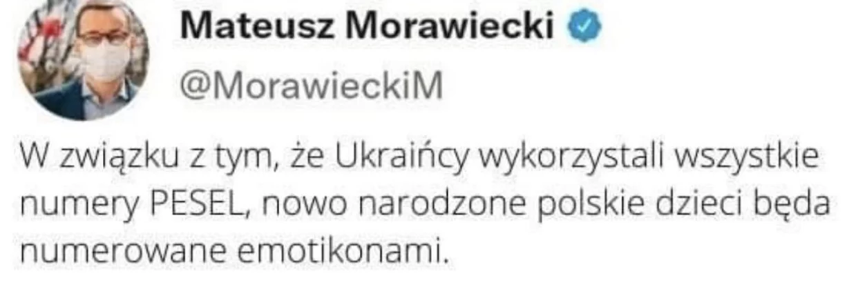 Przykład internetowego memu na podstawie fake newsów.
