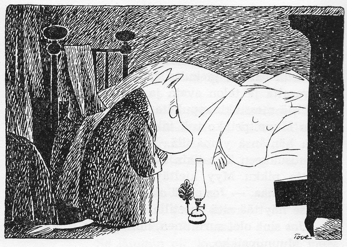 Tove Janson, ilustracja z książki "Zima Muminków", 1957