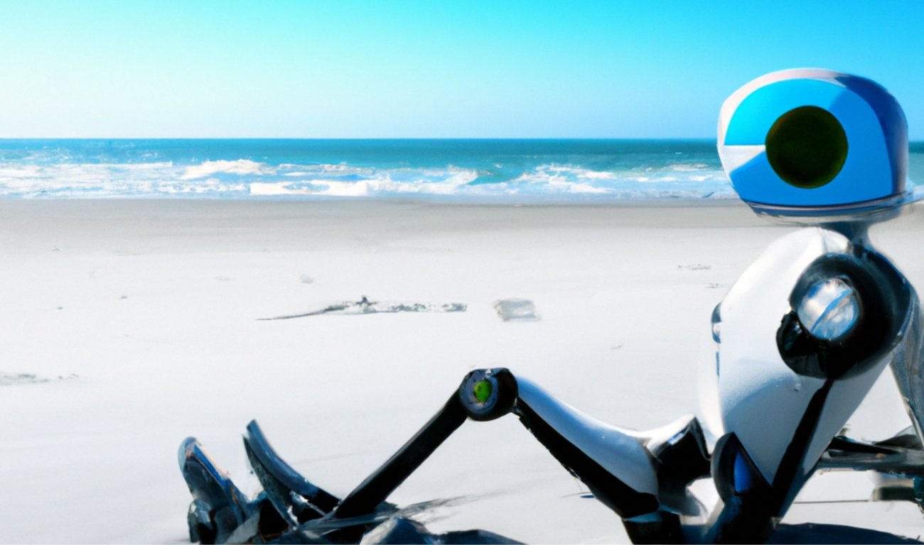 Robot opalający się na plaży