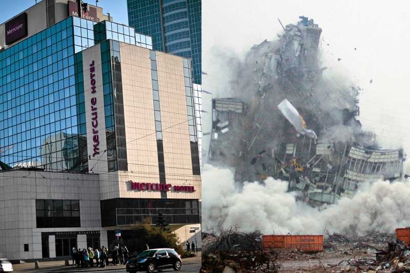 Hotel "Mercure" w Warszawie / Burzenie jednego z warszawskich biurowców