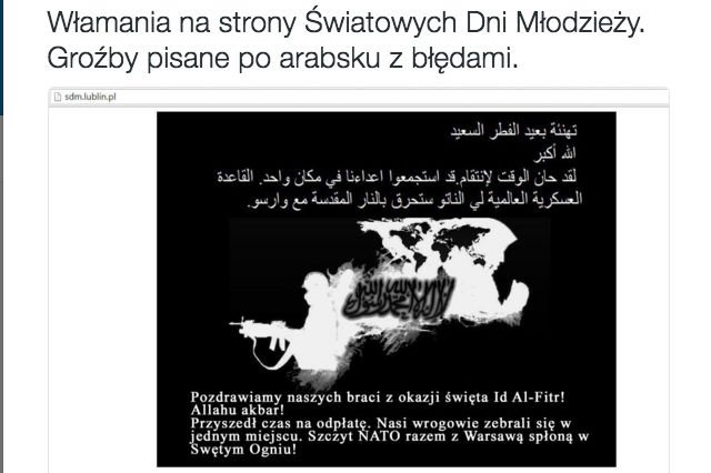 Lubelska strona ŚDM została dziś zaatakowana przez hakera.