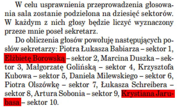 Marszałek do liczenia głosów powołał 10 posłów