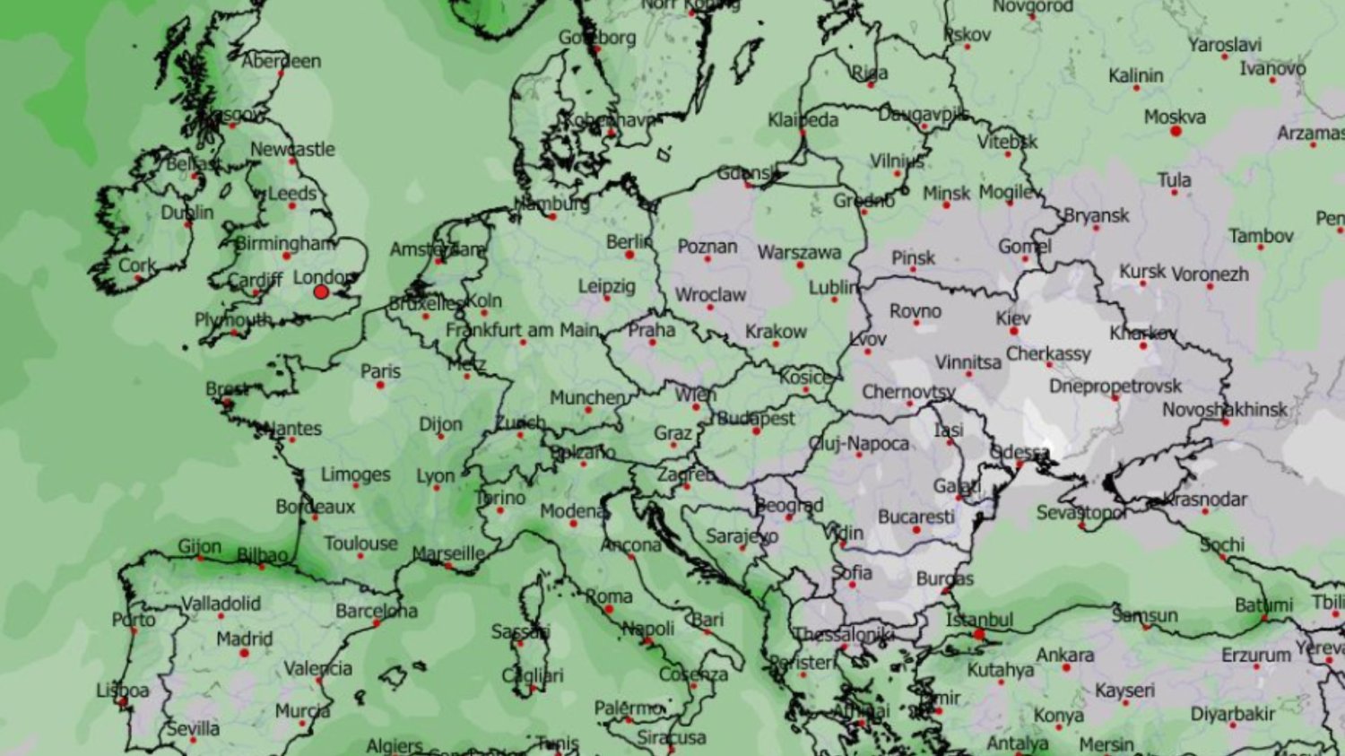 Mapa z prognozą pogody na II połowę grudnia
