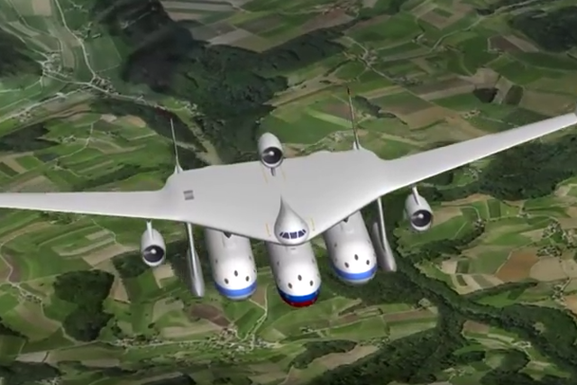 Marzenie szwajcarskich naukowców - samolot, który uniesie trzy kapsuły z pasażerami i towarami i upuści w określonej lokalizacji.