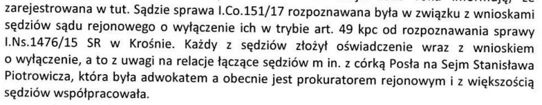 Odpowiedź Sądu Okręgowego w Krośnie.