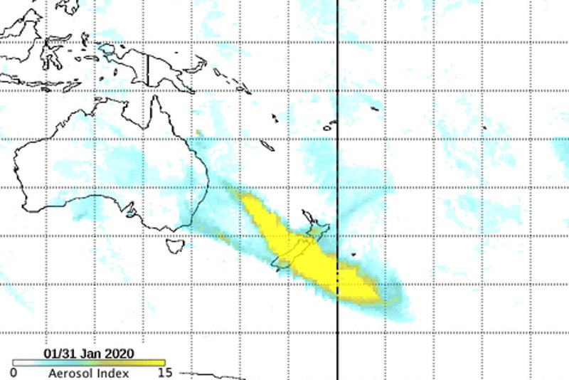 Chmury wytworzone przez australijskie pożary najpierw pojawiły się nad Nową Zelandią, potem dotarły do Ameryki Południowej.