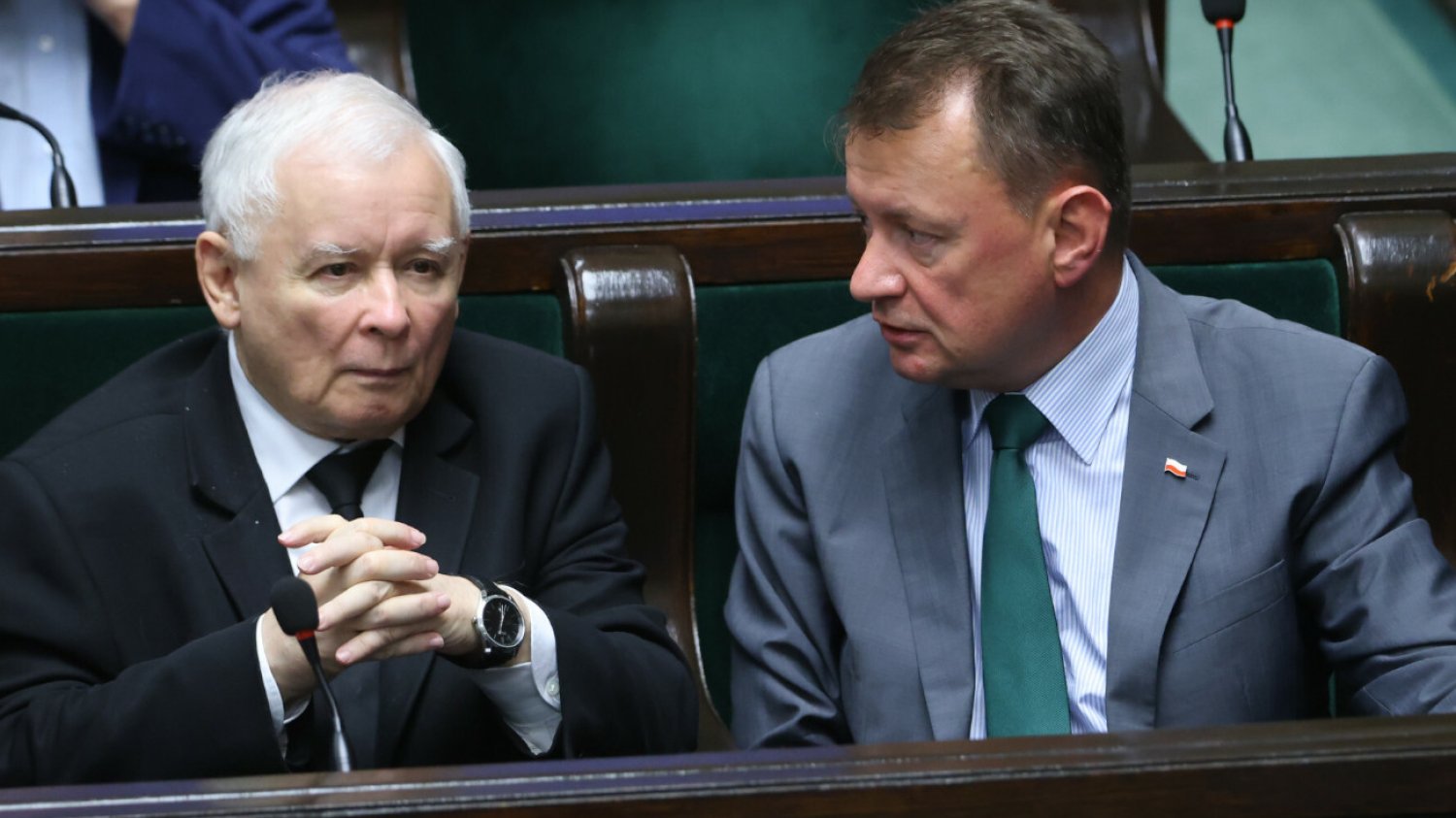 Błaszczak prezes PiS Jarosław Kaczyński i Mariusz Błaszczak