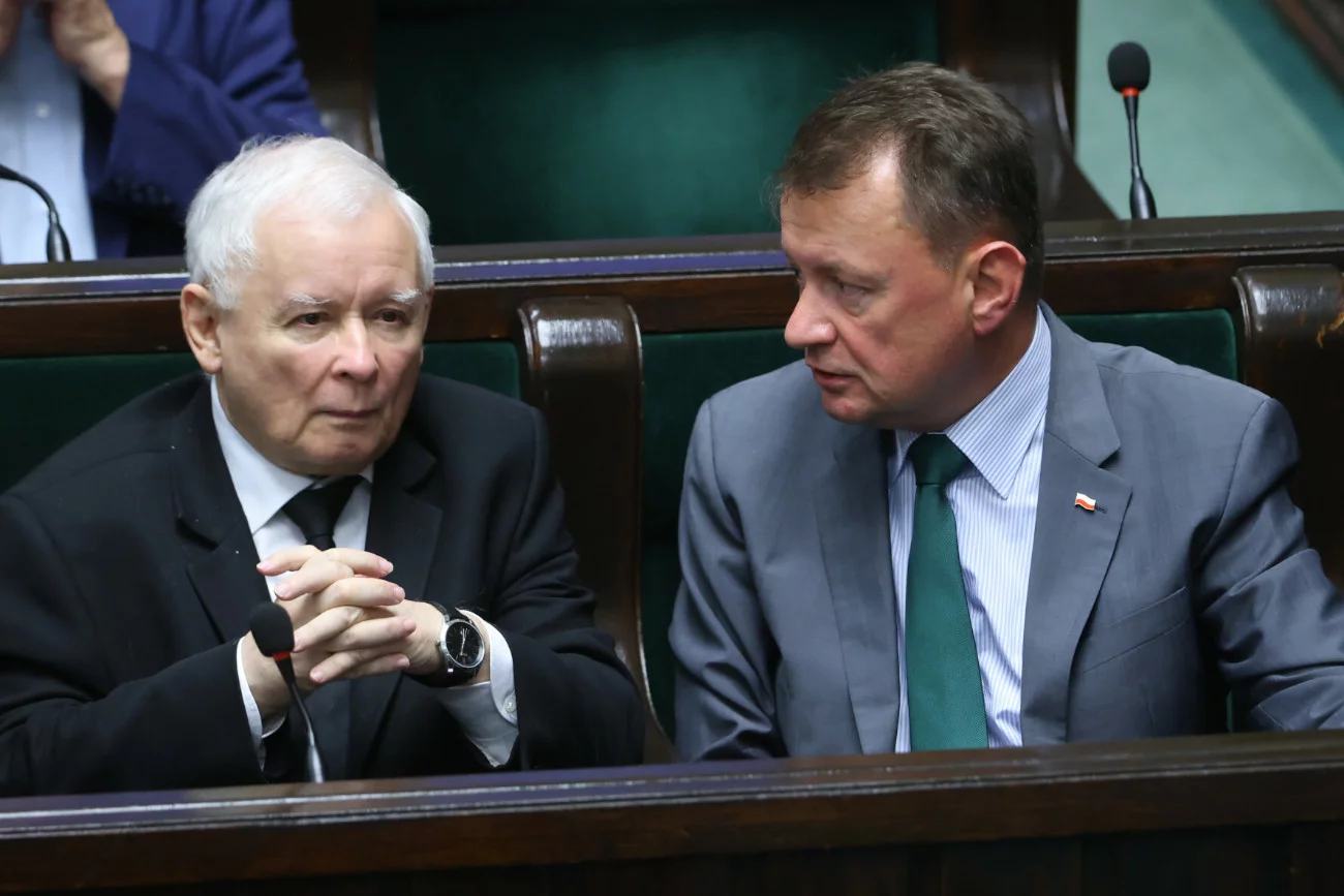 Błaszczak prezes PiS Jarosław Kaczyński i Mariusz Błaszczak