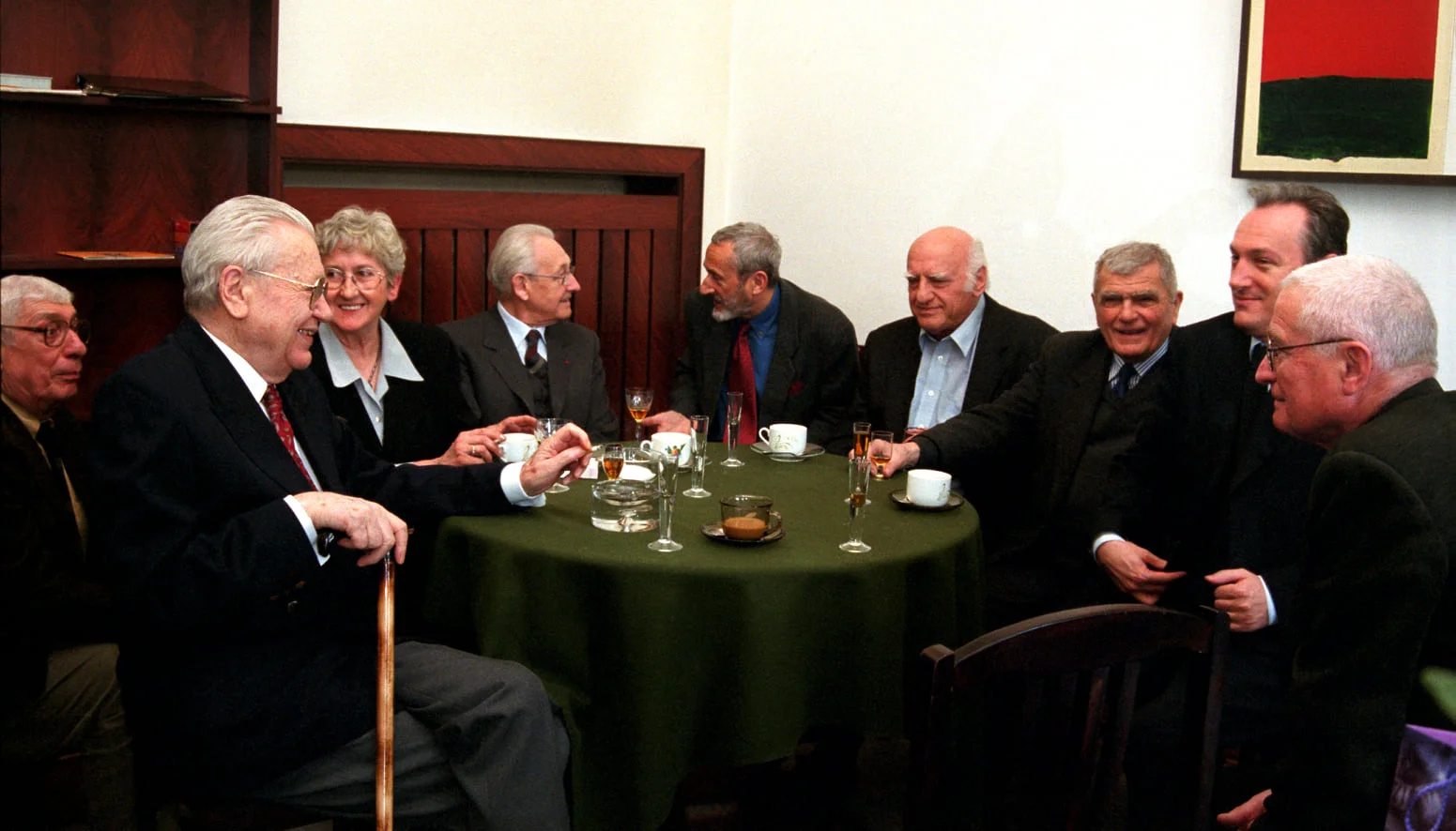 od lewej strony: Mieczysłąw Jahoda, Wojciech Has, Barbara Pec-Ślesicka, Andrzej Wajda, Marek Nowicki, Jerzy Kawalerowicz, Janusz Morgenstern, Tadeusz Ścibor-Rylski, Edward Zajicek