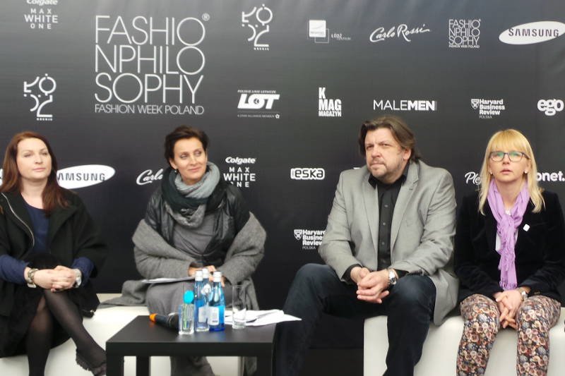 Konferencja zapowiadająca 10. edycję FashionPhilosophy Fashion Week Poland. Na zdjęciu Magda Christofi, Irmina Kubiak, Jacek Kłak oraz Monika Karolczak.