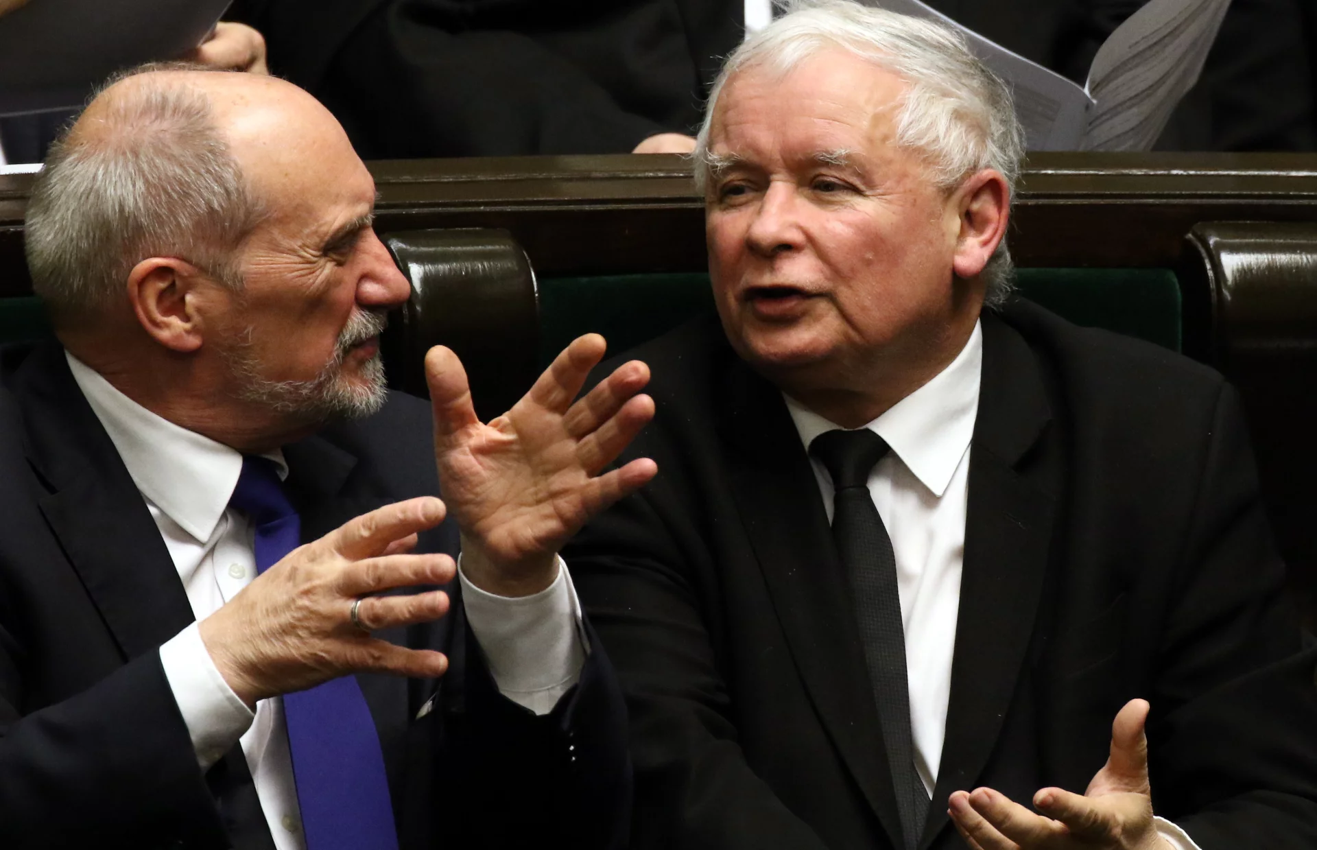 Wieczorna rozmowa Jarosława Kaczyńskiego z Antonim Macierewiczem wydaje się bardzo ożywiona.