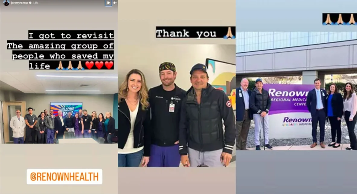 Jeremy Renner odwiedził szpital, w którym uratowano mu życie.