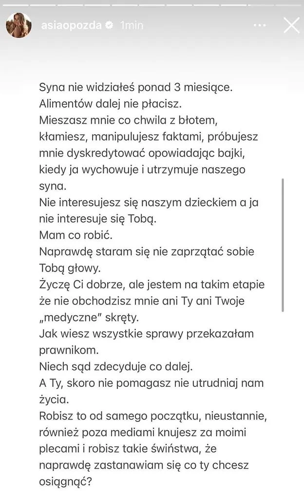 joanna opozda antek królikowski wpis instagram oświadczenie joanna opozda antek królikowski wpis instagram oświadczenie