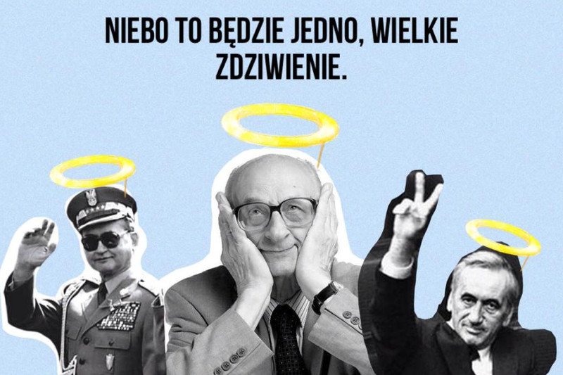 Ta grafika z aureolą nad głowami Bartoszewskiego, Mazowieckiego czy gen. Jaruzelskiego wywołała niemałe poruszenie.