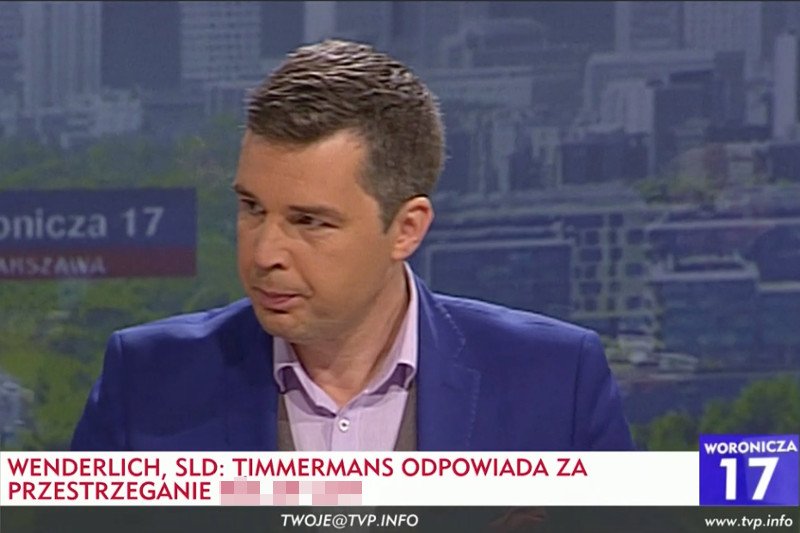 Błąd na pasku w programie Woronicza 17 u Michała Rachonia.