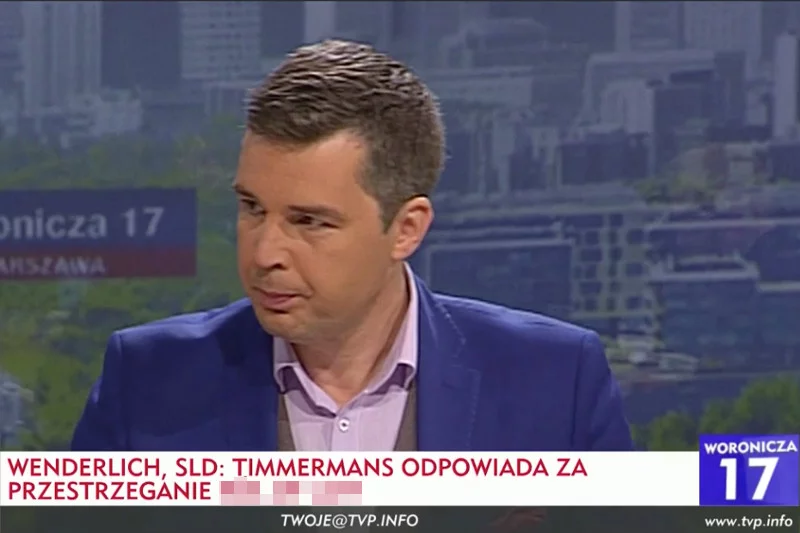 Błąd na pasku w programie Woronicza 17 u Michała Rachonia.