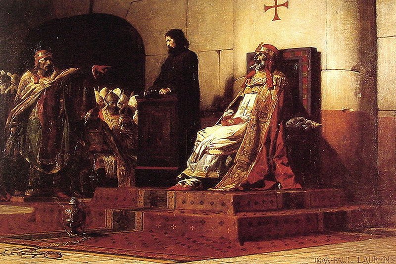 Papieże Formozus i Stefan VI, obraz Jeana-Paula Laurensa.