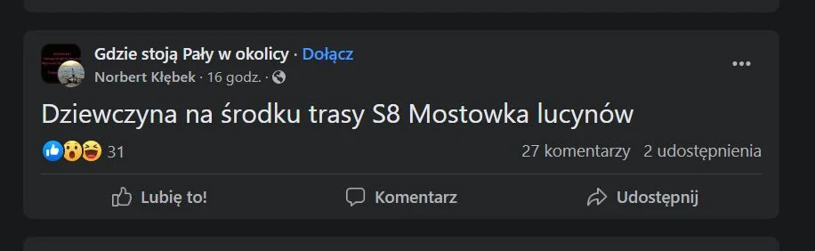 Lucynów pod Wyszkowem. Śmiertelne potrącenie 22-latki na S8 Lucynów pod Wyszkowem. Śmiertelne potrącenie 22-latki na S8