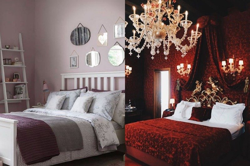Fiolety i czerwienie na ścianach sypialni mogą sprawić, że będziecie kochać się częściej