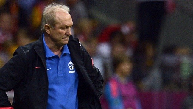 Franciszek Smuda podczas meczu Polska-Rosja