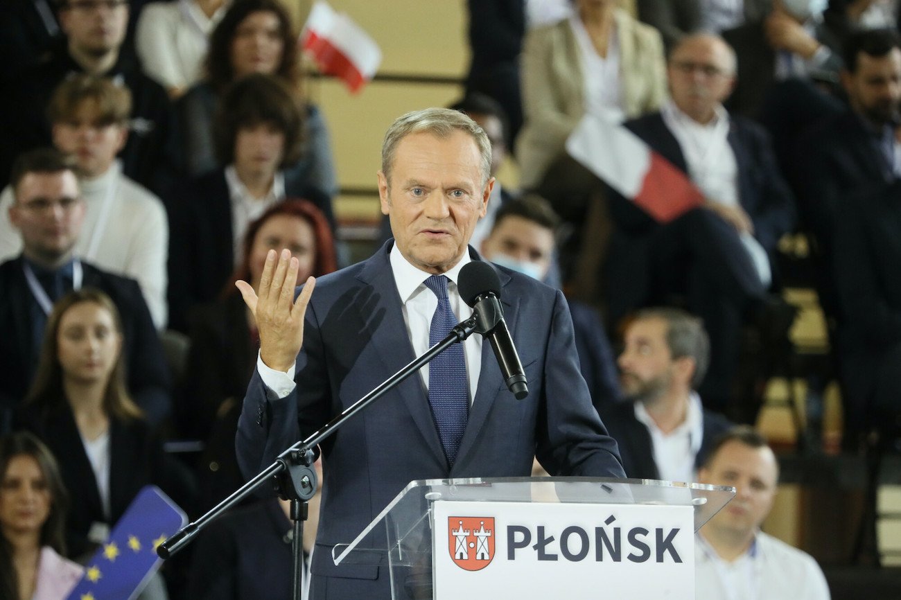 Donald Tusk przemawiał podczas konwencji PO w Płońsku.