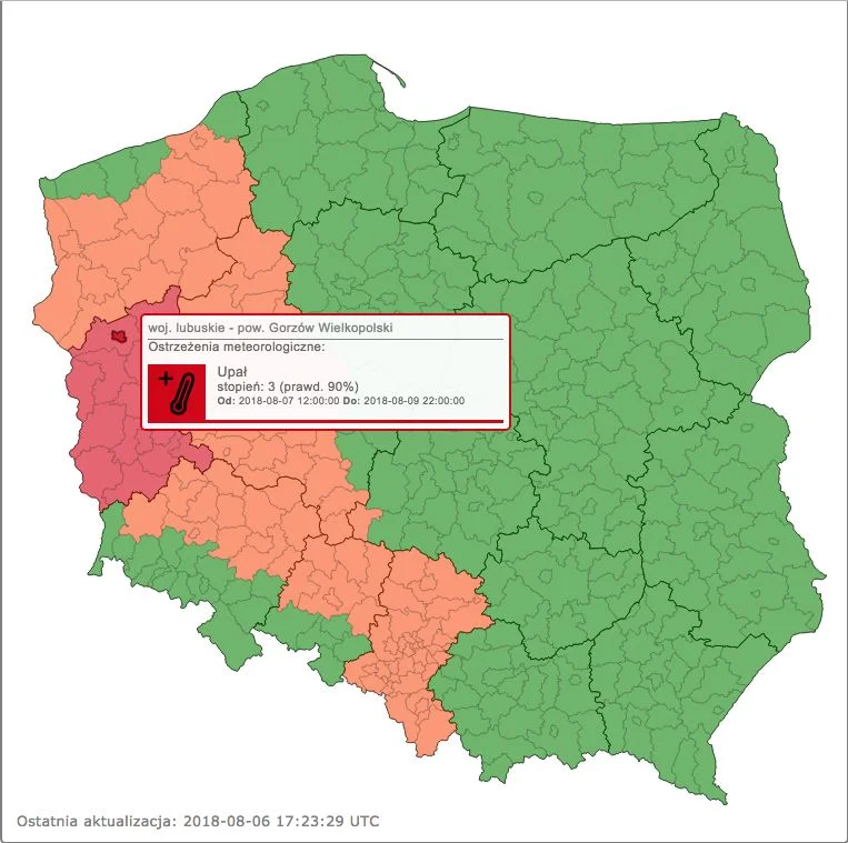 W kilku województwach IMGW wydało ostrzeżenia drugiego stopnia.