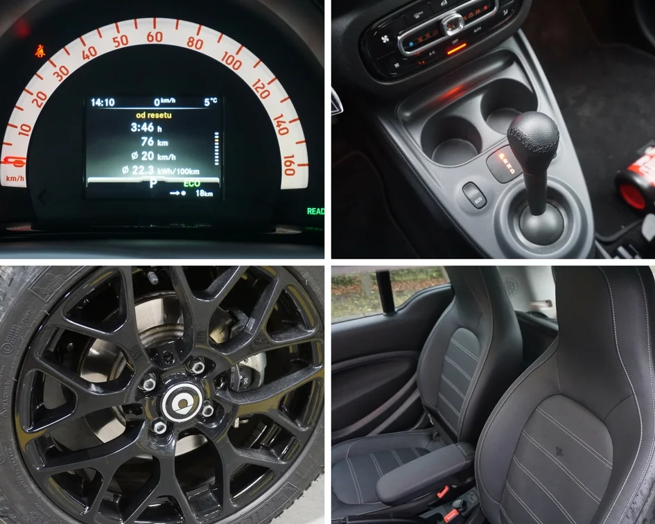 Detale wnętrza Smarta ForTwo Electric Drive.