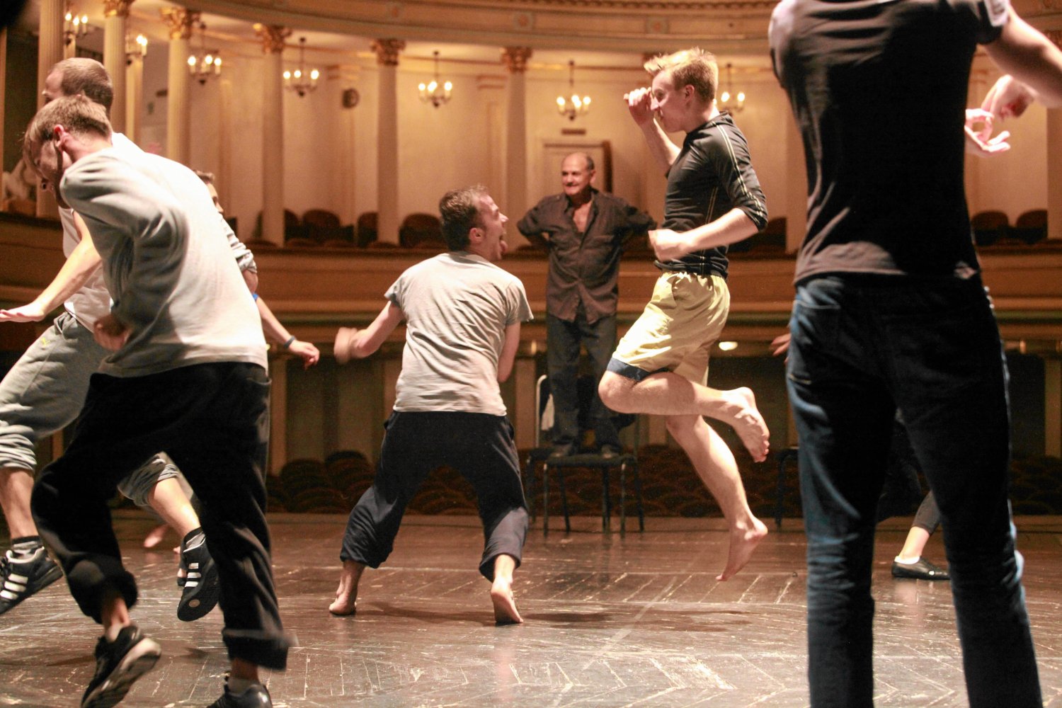 Warsztaty dla uczestnikow pierwszej Polsko - Rosyjskiej Szkoly Teatralnej w Teatrze Modrzejewskiej