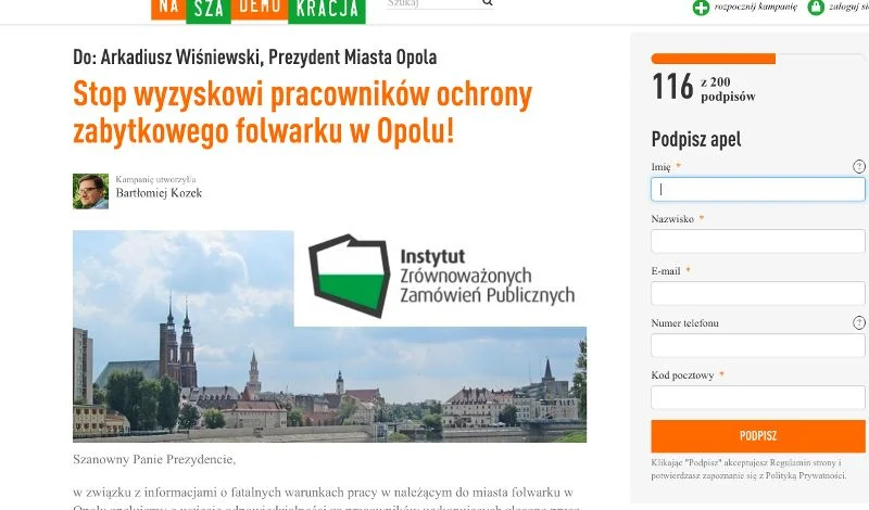 Petycja do prezydenta Opola