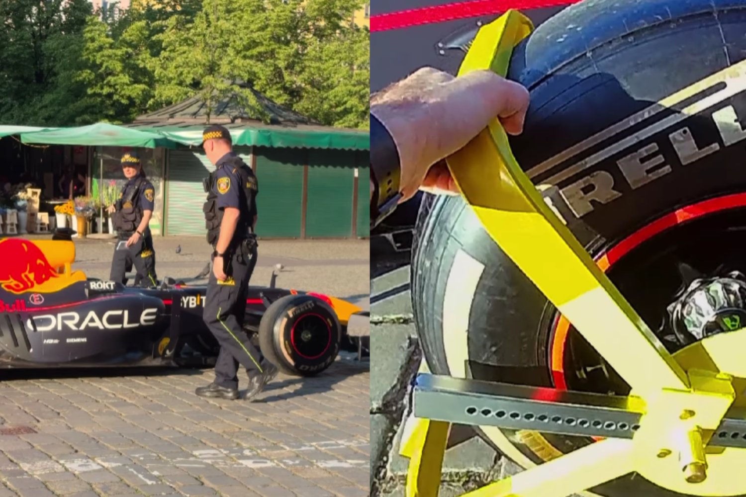 Bolid Formuły 1 we Wrocławiu. Dostał "mandat" od Straży Miejskiej.