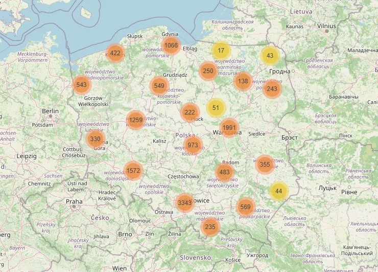 Zwrotomaty w Polsce Mapa z lokalizacjami zwrotomatów